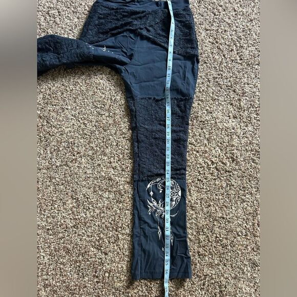 Women’s Dark Blue Boho Yoga Lace Detail Cotton Pants Leggings Size Small - Picture 11 of 12